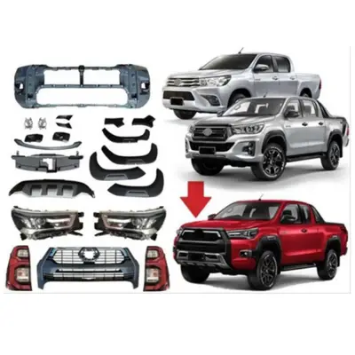 Toyota Hilux revo 2016-2020 için 2021+rocco dönüşüm far stop dahil (full face lift)